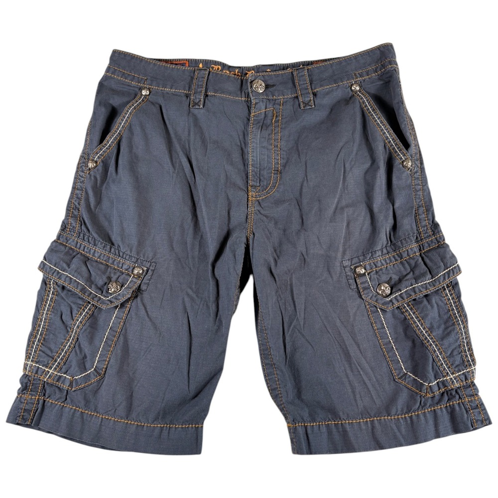 VTG Rock Revival Cargo Shorts Mens 36 Blue Relaxed Heritage Y2K Workwear Grunge
